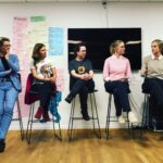 Debatpanelet består af (Fra højre mod venstre) Louise Fredbo Nielsen, Nete Green Johannsen, Silja Nyboe Andersen, Sofie Bladstad, Lotte Marschal, Marlene Nørgaard Carolus, og Ann-Christina Lykke.